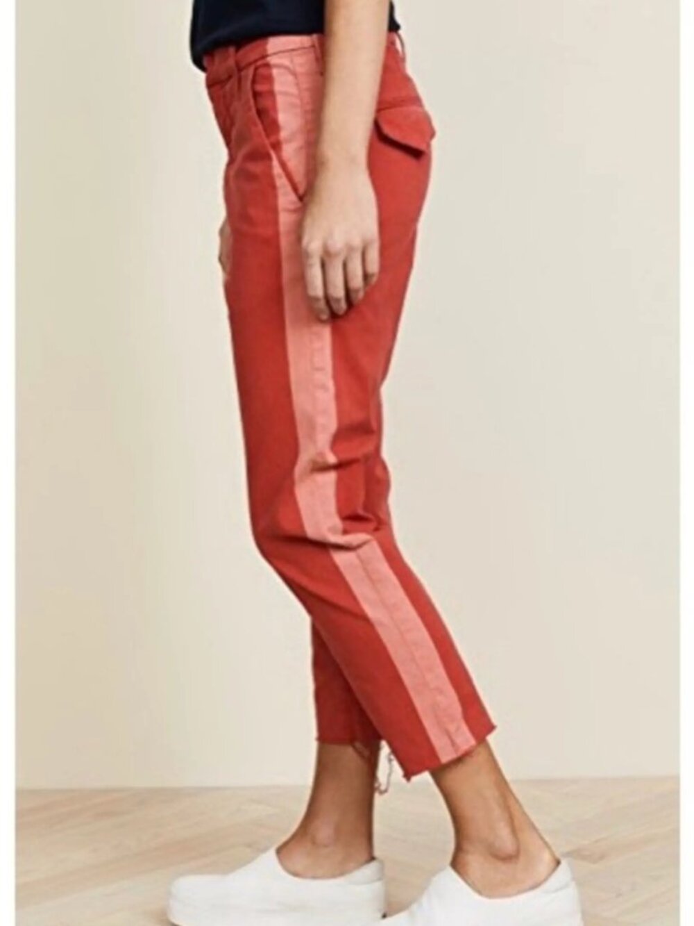 MOTHER The Shaker Prep Fray Pants Poppy Red